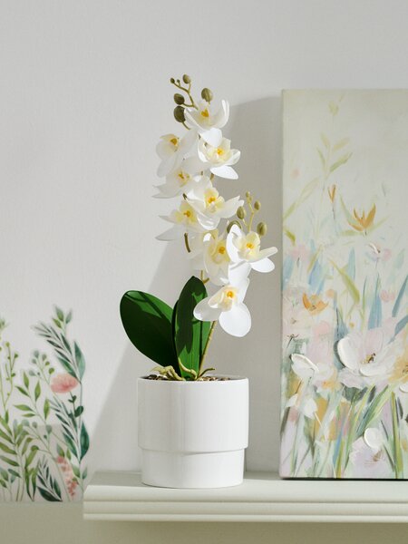Sinsay - Umělá okrasná orchidej v květináči - bílá