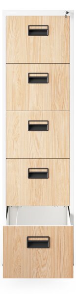 Plechová kartotéka, 5 zásuvek SARA V5, 460 x 1625.5 x 620 mm, Eco Design: bílá/ dub sonoma
