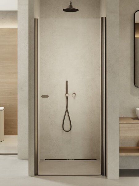 New Trendy New Soleo Gunmetal Brushed sprchové dveře 80 cm sklopné grafitová kartáčovaný/průhledné sklo D-0529A