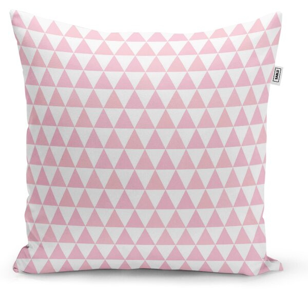 Sablio Polštář Růžové a bílé trojúhelníky - 40x40 cm