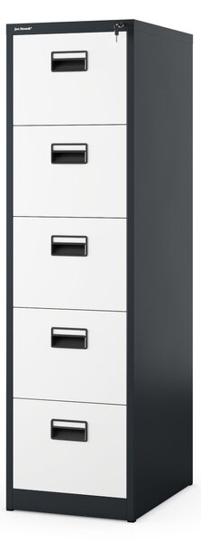 Plechová kartotéka, 5 zásuvek SARA V5, 460 x 1625.5 x 620 mm, antracitovo-bílá