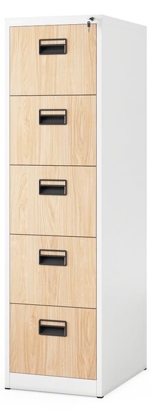Plechová kartotéka, 5 zásuvek SARA V5, 460 x 1625.5 x 620 mm, Eco Design: bílá/ dub sonoma