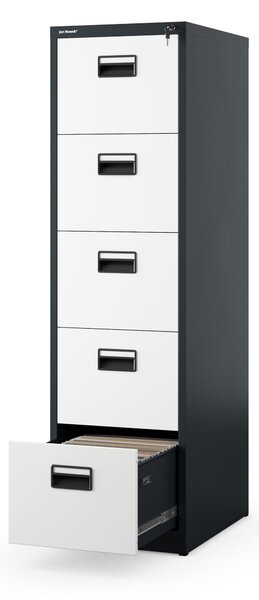 Plechová kartotéka, 5 zásuvek SARA V5, 460 x 1625.5 x 620 mm, antracitovo-bílá