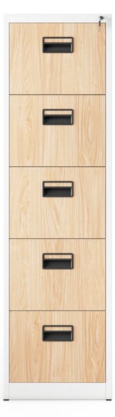 Plechová kartotéka, 5 zásuvek SARA V5, 460 x 1625.5 x 620 mm, Eco Design: bílá/ dub sonoma