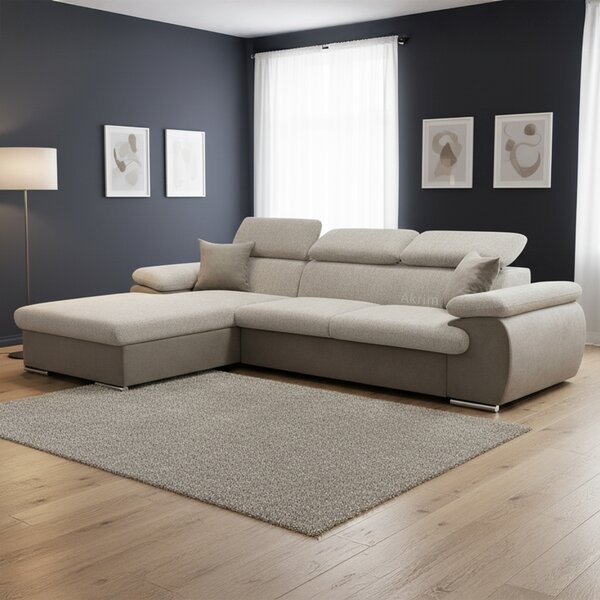 Sedací souprava COOL | 191x281 cm | rozkládací + úložný prostor | LEVÁ | béžová 02/03