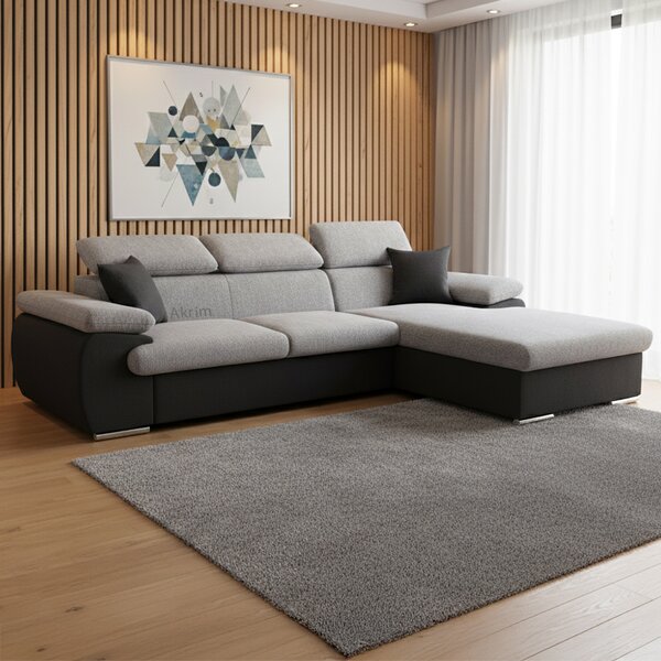Sedací souprava COOL | 281x191 cm | rozkládací + úložný prostor | PRAVÁ | šedá 06/17
