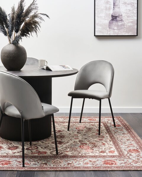Sada 2 jídelních židlí COVELO Umělý samet Šedá