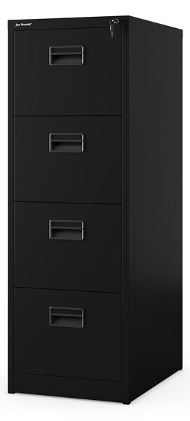Plechová kartotéka, 4 zásuvky SARA V4, 460 x 1320 x 620 mm, černá