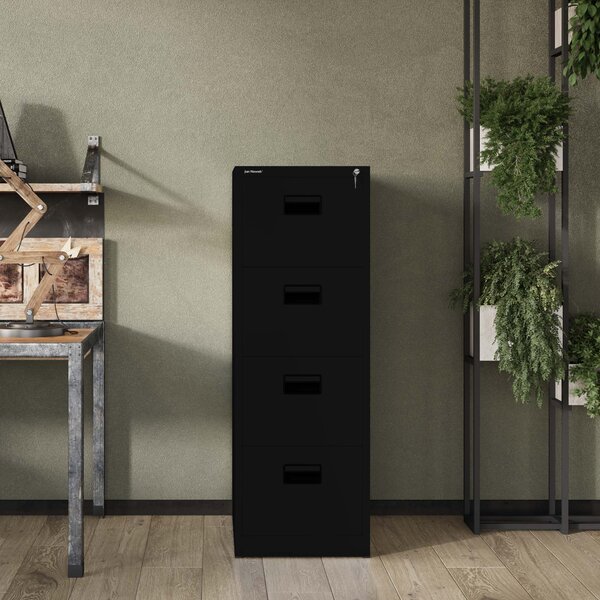 Plechová kartotéka, 4 zásuvky SARA V4, 460 x 1320 x 620 mm, černá