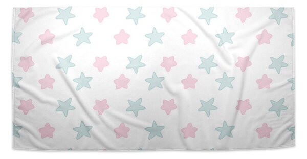 Ručník SABLIO - Růžové a modré hvězdy 30x50 cm