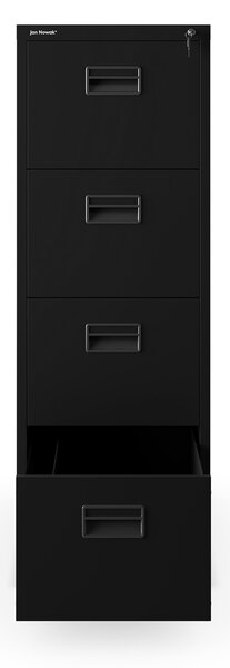Plechová kartotéka, 4 zásuvky SARA V4, 460 x 1320 x 620 mm, černá