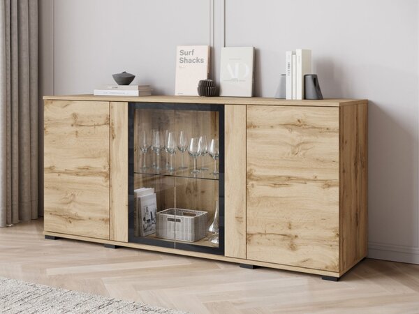 Vitřína Hedvis SB 154 4D, Barva: bílá / bílý lesk, Osvětlení: osvětlení LED - bílé 5903211423208