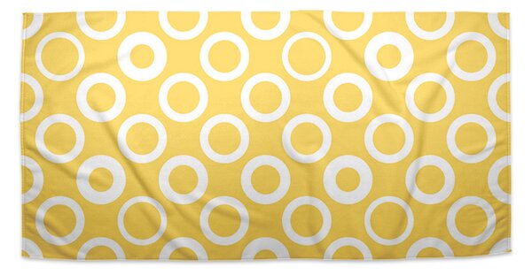Sablio Ručník Bílé kruhy na žluté - 70x140 cm
