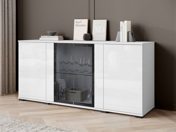 Vitřína Hedvis SB 154 4D, Barva: bílá / bílý lesk, Osvětlení: osvětlení LED - bílé 5903211423208