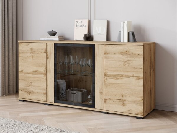 Vitřína Hedvis SB 154 4D, Barva: bílá / bílý lesk, Osvětlení: osvětlení LED - bílé 5903211423208