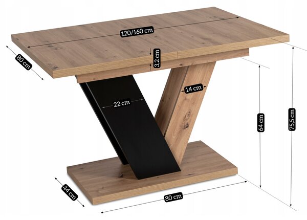 JAKS Jídelní stůl Clark 120 cm dub artisan hnedý