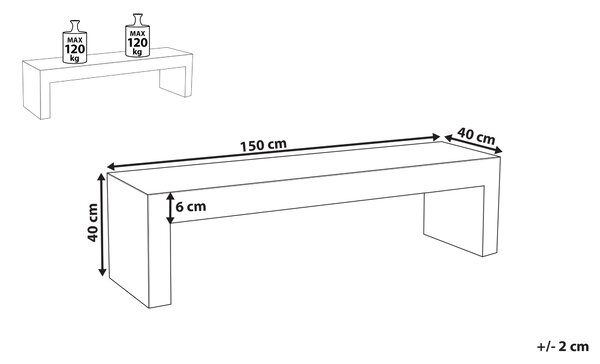 Zahradní lavice TARANTO 150 cm Beton Bílá
