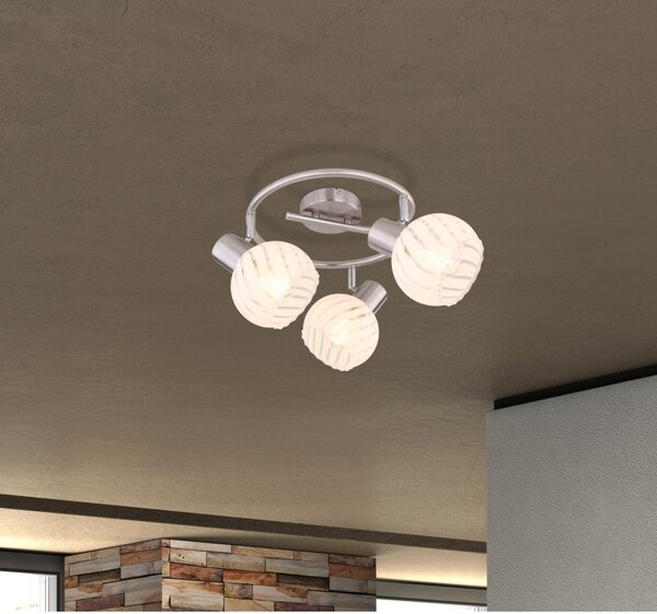 Globo 54025-3 přisazené stropní svítidlo Willy 3x40W | E27 - matný nikl, bílá