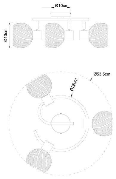 Globo 54025-3 přisazené stropní svítidlo Willy 3x40W | E27 - matný nikl, bílá