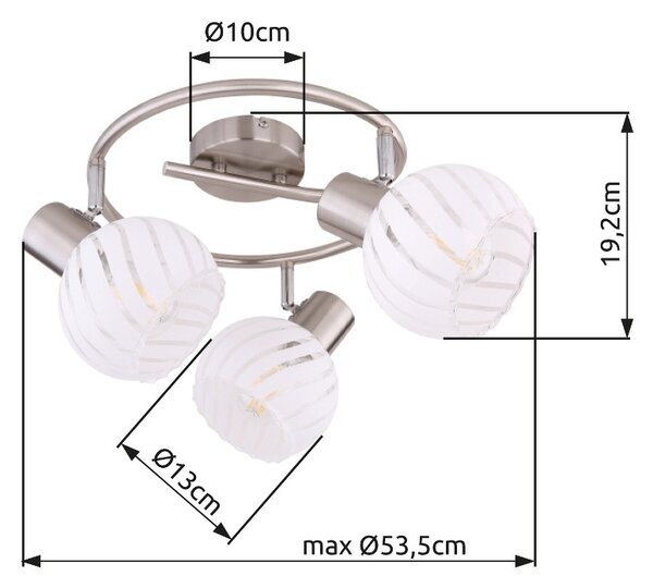 Globo 54025-3 přisazené stropní svítidlo Willy 3x40W | E27 - matný nikl, bílá