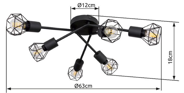 Globo 54802S-6 přisazené stropní svítidlo Xara 6x40W | E14 - černá