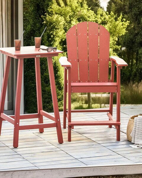 Zahradní barová židle ADIRONDACK Syntetický materiál Červená