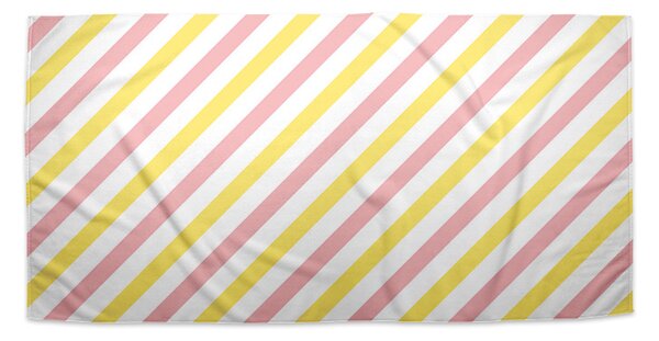 Sablio Ručník Růžové a žluté pruhy - 30x50 cm