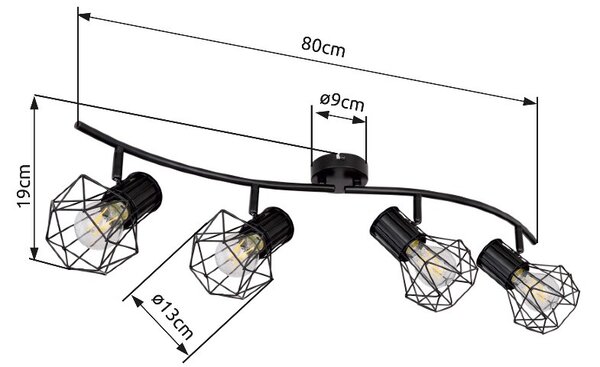 Globo 54017-4 přisazené stropní svítidlo Priska 4x40W | E27 - černá