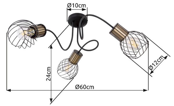 Globo 54013-3 přisazené stropní svítidlo Argusto 3x40W | E27 - černá