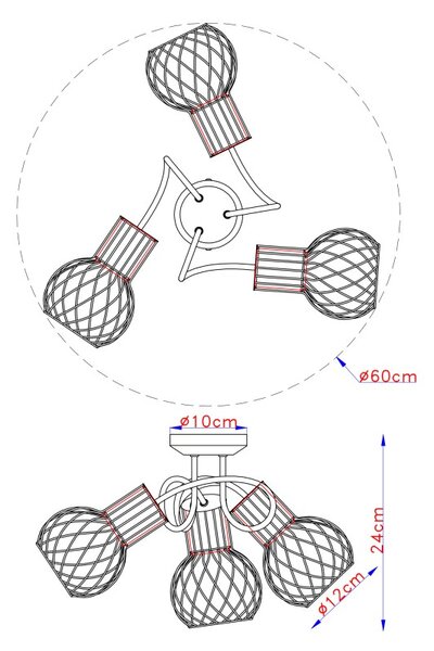 Globo 54013-3 přisazené stropní svítidlo Argusto 3x40W | E27 - černá