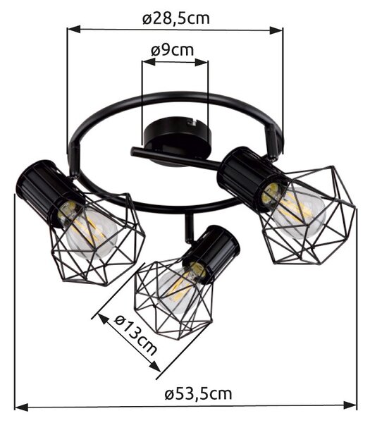 Globo54017-3 přisazené stropní svítidlo Priska 2x40W | E27 - černá