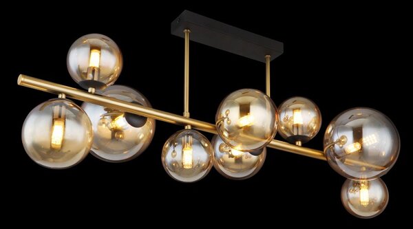 Globo 56135-9D LED přiazené stropní svítidlo Riha 9x3W | G9 | 720lm | 3000K - černá, mosaz, jantarová