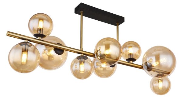 Globo 56135-9D LED přiazené stropní svítidlo Riha 9x3W | G9 | 720lm | 3000K - černá, mosaz, jantarová