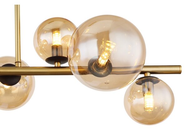 Globo 56135-9D LED přiazené stropní svítidlo Riha 9x3W | G9 | 720lm | 3000K - černá, mosaz, jantarová