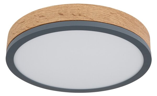 Globo 416080WD1R LED stropní svítidlo Doro 1x12W | 950lm | 3000K - opál, černá, dřevo