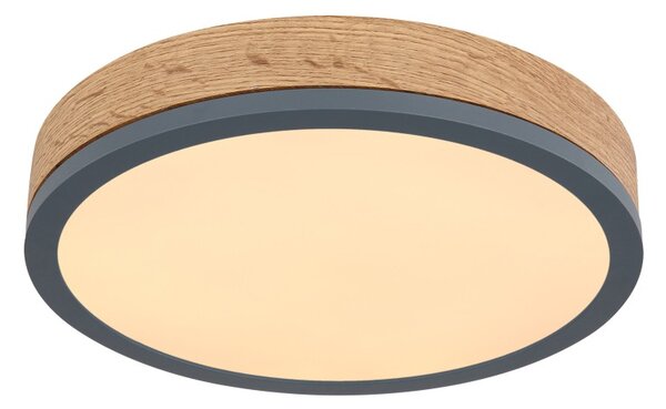 Globo 416080WD1R LED stropní svítidlo Doro 1x12W | 950lm | 3000K - opál, černá, dřevo