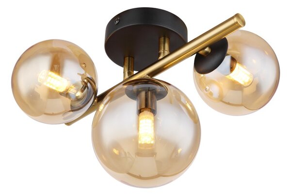 Globo 56135-3W LED přiazené stropní svítidlo Riha 3x3W | G9 | 240lm | 3000K - černá, mosaz, jantarová