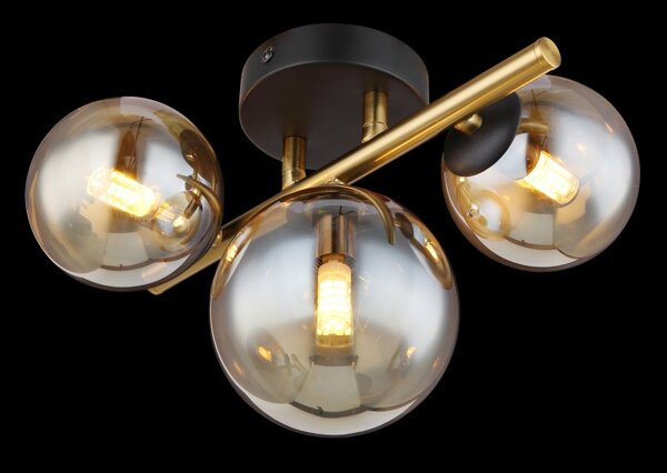 Globo 56135-3W LED přiazené stropní svítidlo Riha 3x3W | G9 | 240lm | 3000K - černá, mosaz, jantarová
