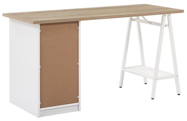 Pracovní stůl HEBER Hnědá/Bílá 140 cm 60 cm se zásuvkami