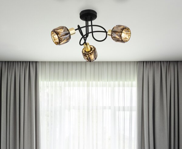 Globo 54357-3B přisazené stropní svítidlo Idniana 3x40W | E14 - černá, zlatá