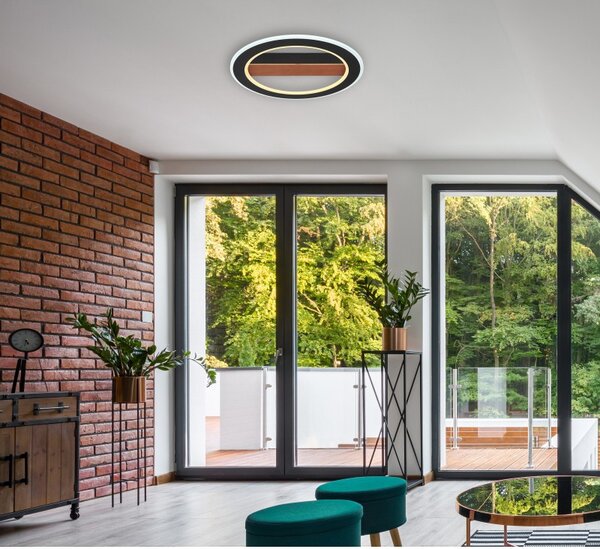 Globo 67268-30 LED přisazené stropní svítidlo Mattia 1x30W | 1781lm | 6500K - opál, hnědá, černá