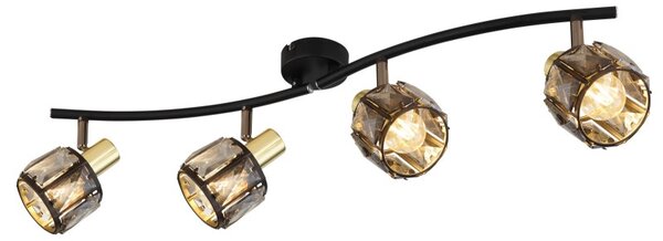Globo 54357-4B přisazené stropní bodové svítidlo Indiana 4x40W | E14 - černá, zlatá