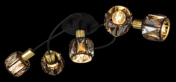 Globo 54357-5B přisazené stropní svítidlo Idniana 5x40W | E14 - černá, zlatá