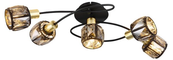 Globo 54357-5B přisazené stropní svítidlo Idniana 5x40W | E14 - černá, zlatá