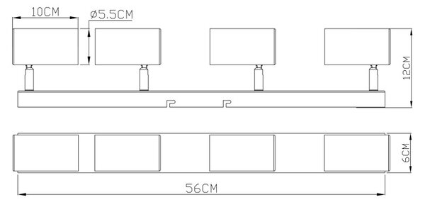 Globo 57911-4M přisazené stropní bodové svítidlo Robby 4x35W | GU10 - černá, mosaz