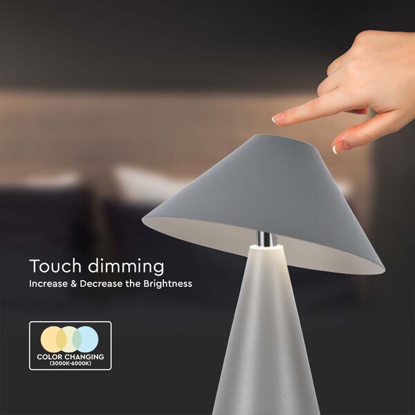 LED Solution Šedá LED stolní nabíjecí lampa 240mm 3W 7949