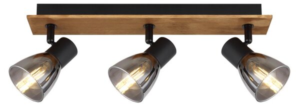 Globo 54307-3W přisazené stropní bodové svítidlo Claude 3x40W | E14 - černá, dřevo, kouřová