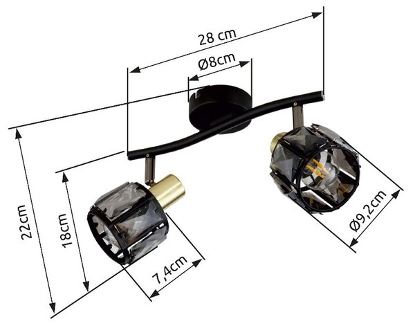 Globo 54357-2B přisazené stropní bodové svítidlo Indiana 2x40W | E14 - černá, zlatá