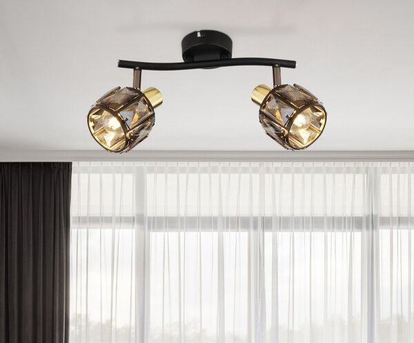 Globo 54357-2B přisazené stropní bodové svítidlo Indiana 2x40W | E14 - černá, zlatá