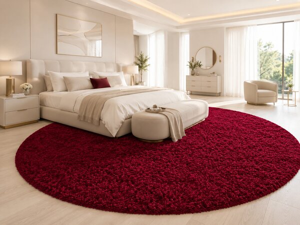 Ayyildiz, Kusový koberec Life Shaggy 1500 red kruh, 80x80 (průměr) kruh, červená, ložnice